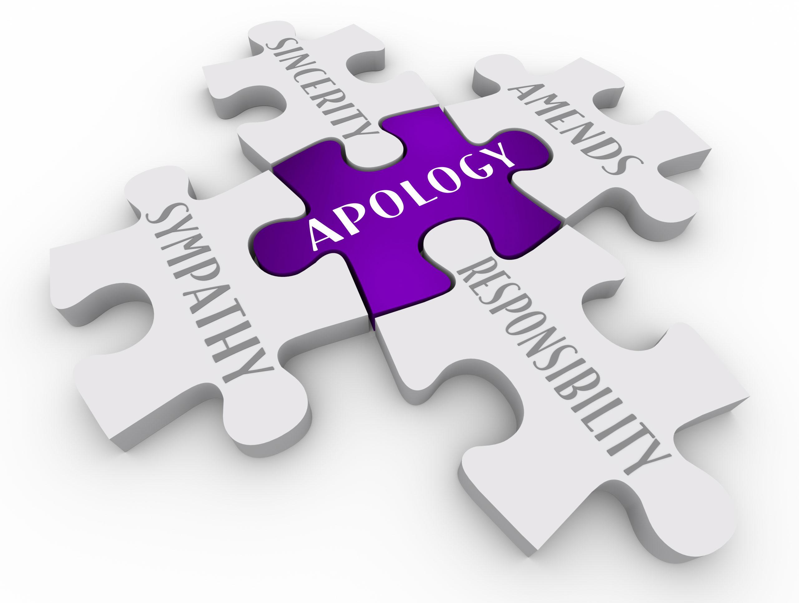 Apology Sorry Sympathy Amends Responsibility Puzzle Pieces 3d Illustration Apology Sorry Sympathy Amends Responsibility Puzzle Pieces 3d Illustration